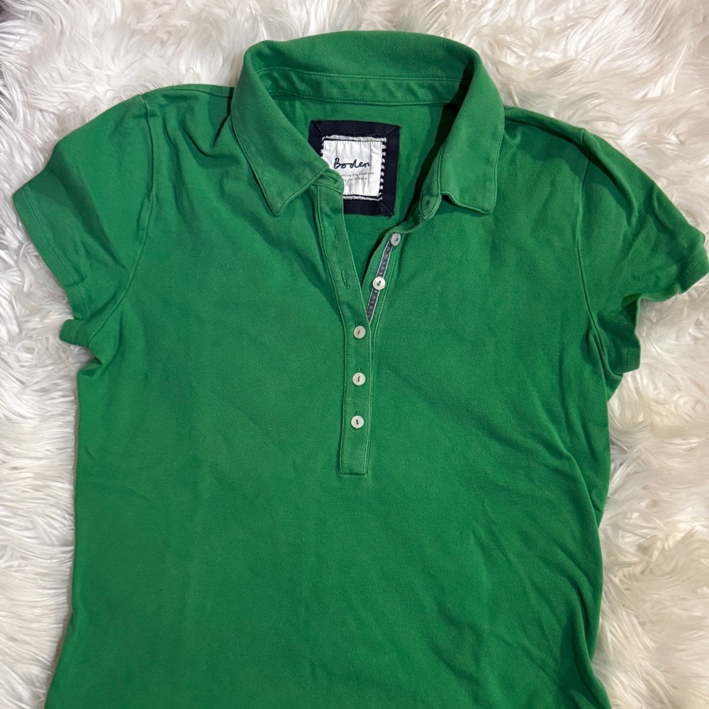 Boden Classic Green Cotton 6 Button Polo Shirt Women's Size M